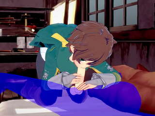 Konosuba yaoi - kazuma suhuvõtmine koos sperma sisse tema suu - jaapani aasia manga anime mäng räpane film gei