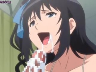Groß breasted anime schnecke wird hammerd
