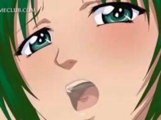 Busty Anime Teeny Rubs Her Snatch While Sucking dick