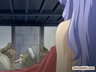 Transsexuál anime fucked a prsnaté hentai v predné na monsters