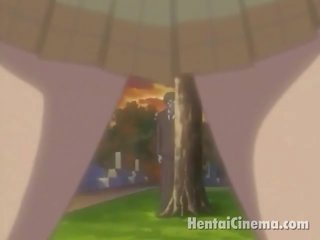 Clean-cut anime minx v okuliare dildoing ju drobné pička underneath the sukňa v the park