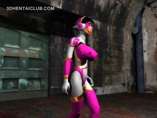 Big boobed anime hero gorgeous swell in tight costume