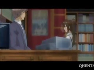 Hentai girlfriend Sucks Professors dick In Library