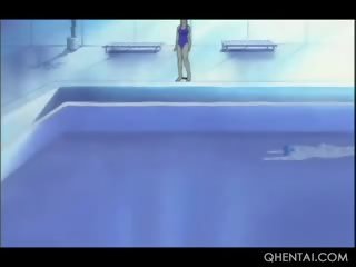 Magnificent Hentai Nymph In Glasses Having x rated clip In The Pool
