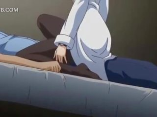 Provocative anime daughter riding loaded member in her bed