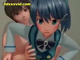 3d Hentai mistress Sucking penis Gets Jizzed On Her Tits