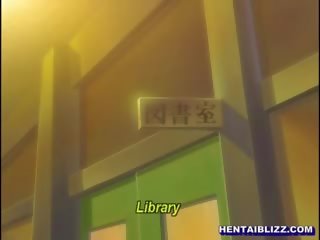 Cordada hentai dama duro poking en la biblioteca habitación