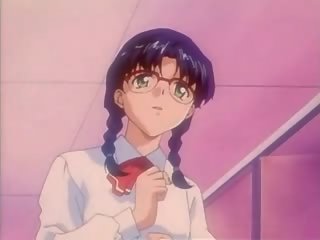 Anime vajzë në syze merr kuçkë gozhdohem nga bishë tentacles