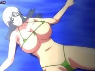 Anime Milf Rubs manhood With Her Breasts
