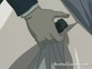 Nenásytný anime zvodkyne získavanie succulent rukávnik fingered a dildoed psie poloha