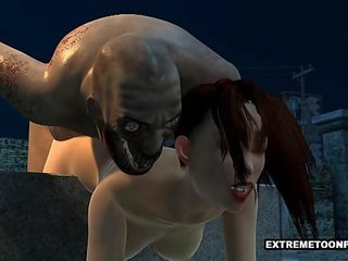 Beguiling 3D cutie Fucked in a Graveyard by a Zombie