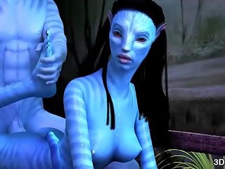 Avatar skjønnhet anal knullet av stor blå peter
