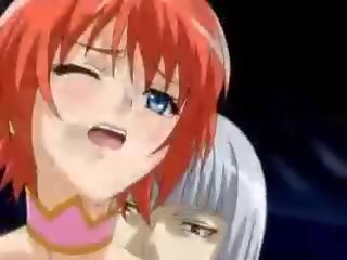 Beautiful anime redhead getting jizz on her face