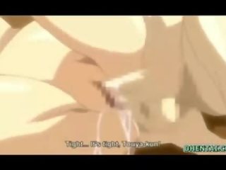 Jap manga with bigtits watching her lady fucked wetpussy