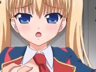 Perverse anime blonde teasing member